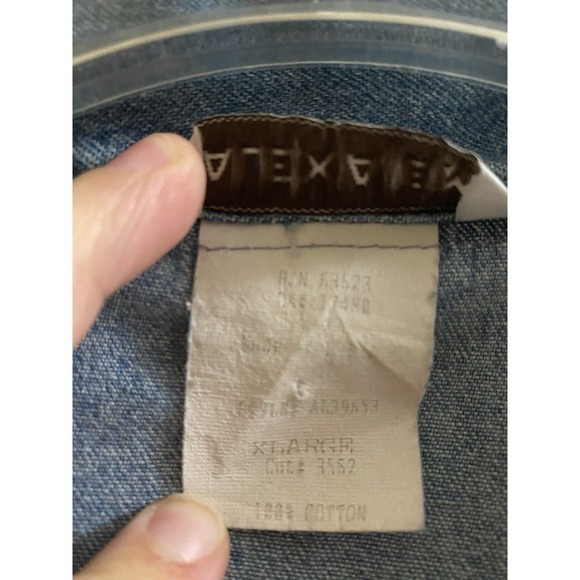 Vintage Alexa EM 80s Denim Button Down Short Sleeve Shirt Plaid Embellished XL - Picture 7 of 9